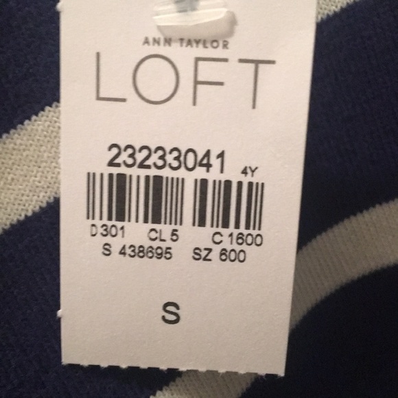 Loft navy striped knit top with tie back. - Picture 4 of 4